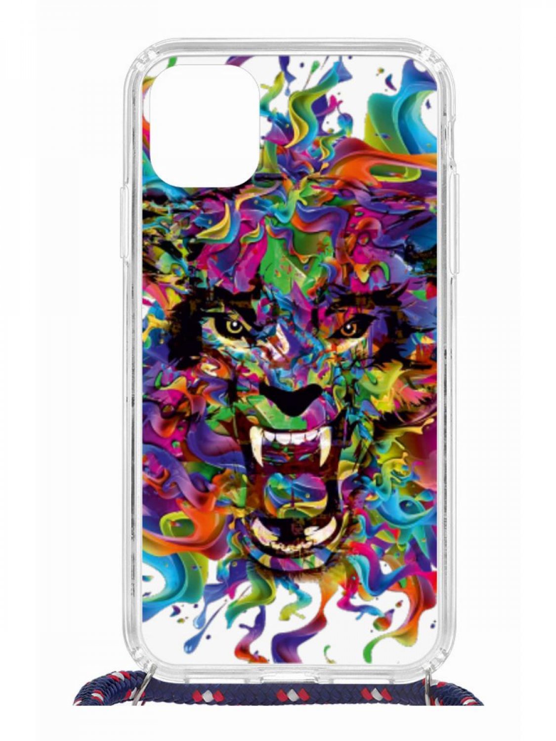 Противоударный чехол для iPhone 11 Kruche Print MagSafe Colored beast со шнурком на шею