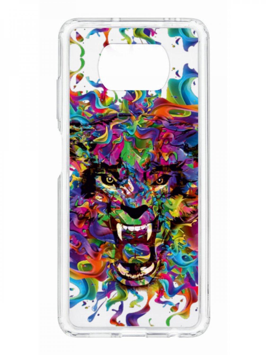 фото Противоударный чехол для xiaomi poco x3 kruche print colored beast прозрачный с рисунком кruче