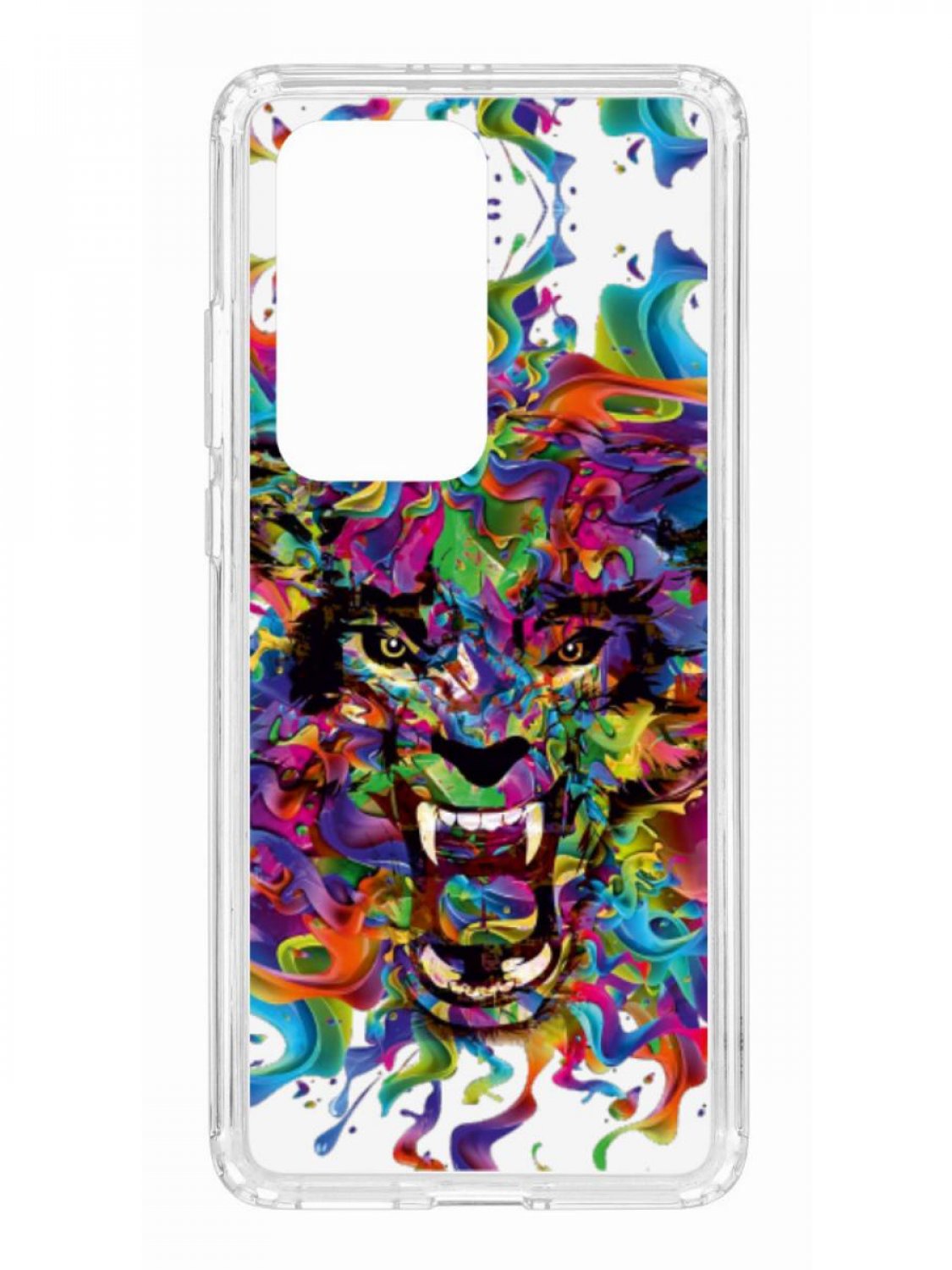 фото Противоударный чехол для huawei p40 pro+ kruche print colored beast прозрачный с рисунком кruче