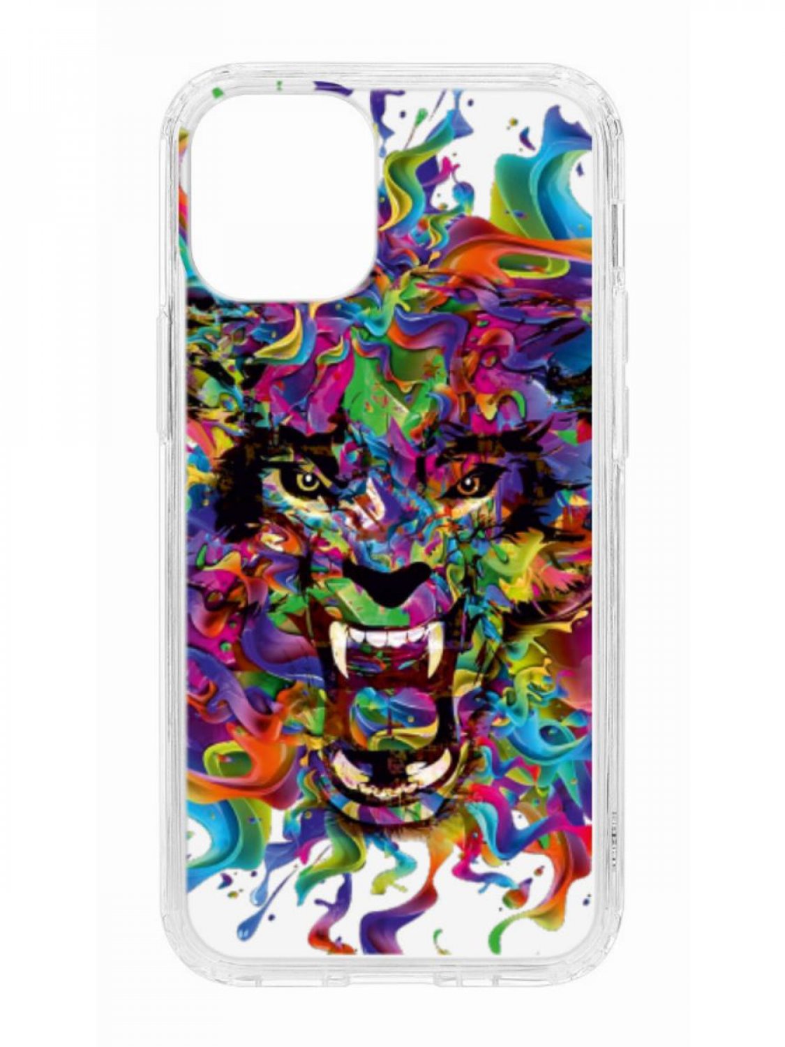 фото Противоударный чехол для iphone 12 mini kruche print colored beast прозрачный с рисунком кruче