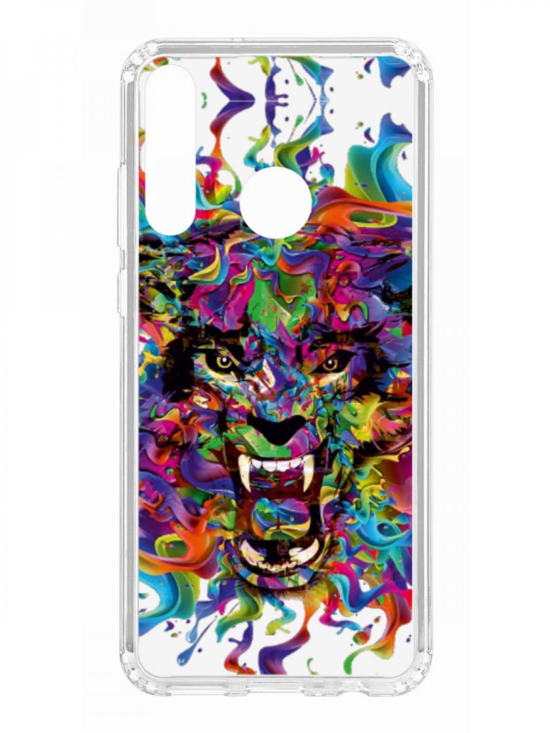 фото Противоударный чехол для huawei y6p 2020 kruche print colored beast прозрачный с рисунком кruче