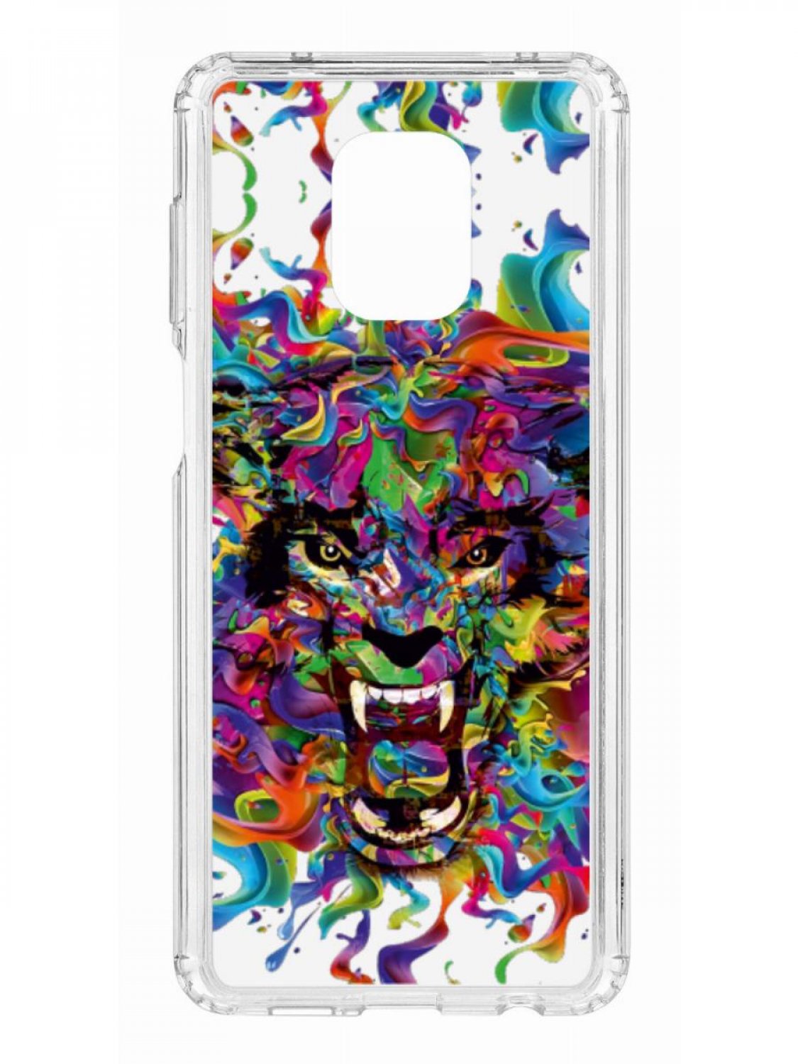 фото Противоударный чехол для xiaomi redmi note 9 pro kruche print colored beast прозрачный кruче