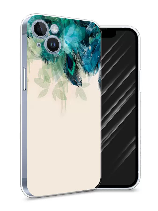 

Силиконовый чехол Awog "Перья голубого цвета" для Apple iPhone 14, Разноцветный, 15150-2