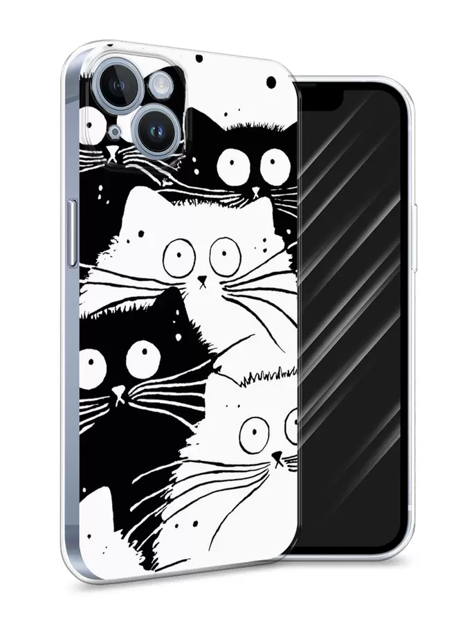 

Силиконовый чехол Awog "Коты черно-белые" для Apple iPhone 14, Черный;белый, 15150-2
