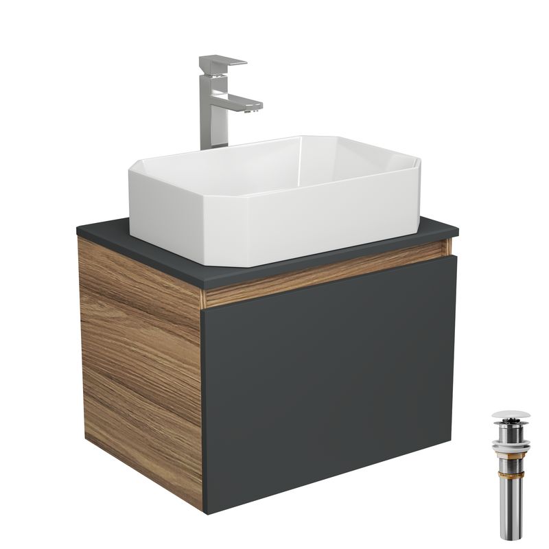 фото Комплект для ванной(тумба bau blackwood 60+раковина bau hotel+смеситель hotel+выпуск) bauedge