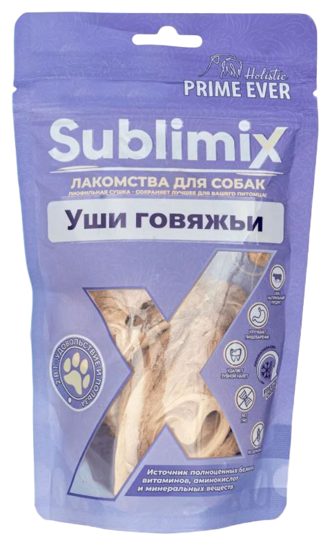 Лакомство для собак Prime Ever Sublimix Уши говяжьи, 50 г