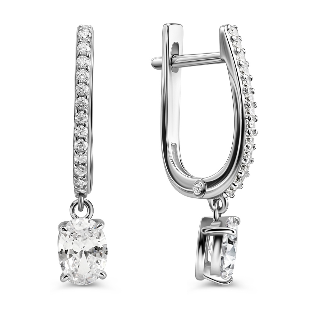 

Серьги подвески из серебра 585Gold 702012502, фианит, 702012502