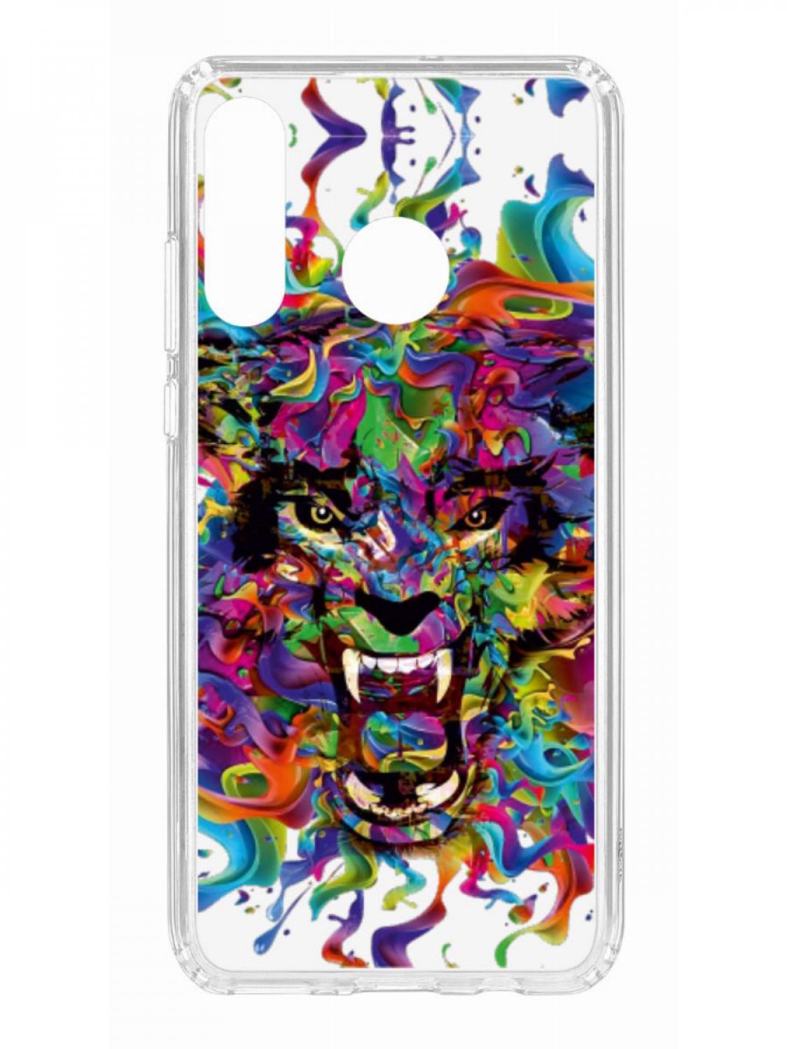 фото Противоударный чехол для huawei p30 lite kruche print colored beast прозрачный с рисунком кruче