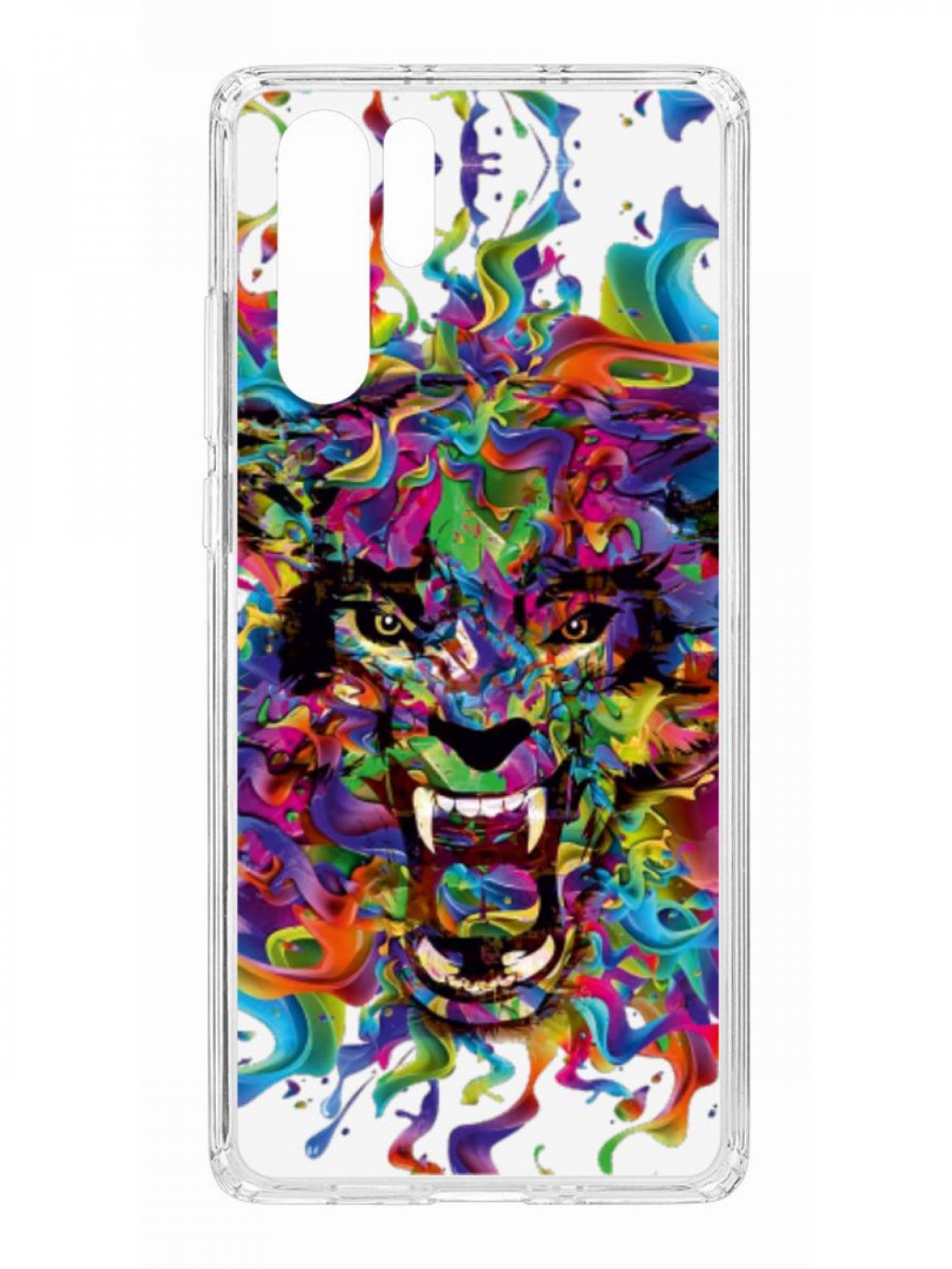 фото Противоударный чехол для huawei p30 pro kruche print colored beast прозрачный с рисунком кruче