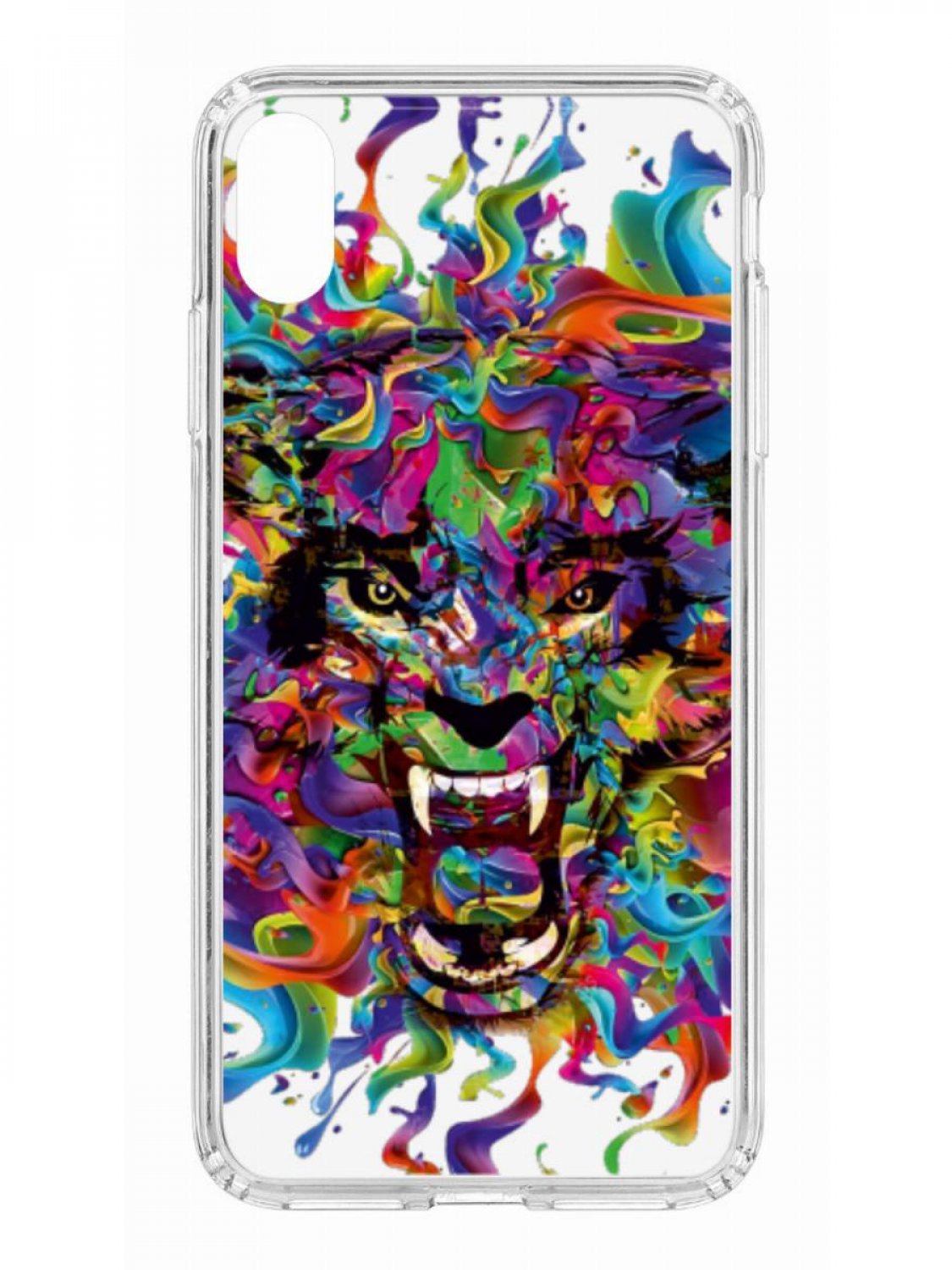 фото Противоударный чехол для iphone xs max kruche print colored beast прозрачный с рисунком кruче