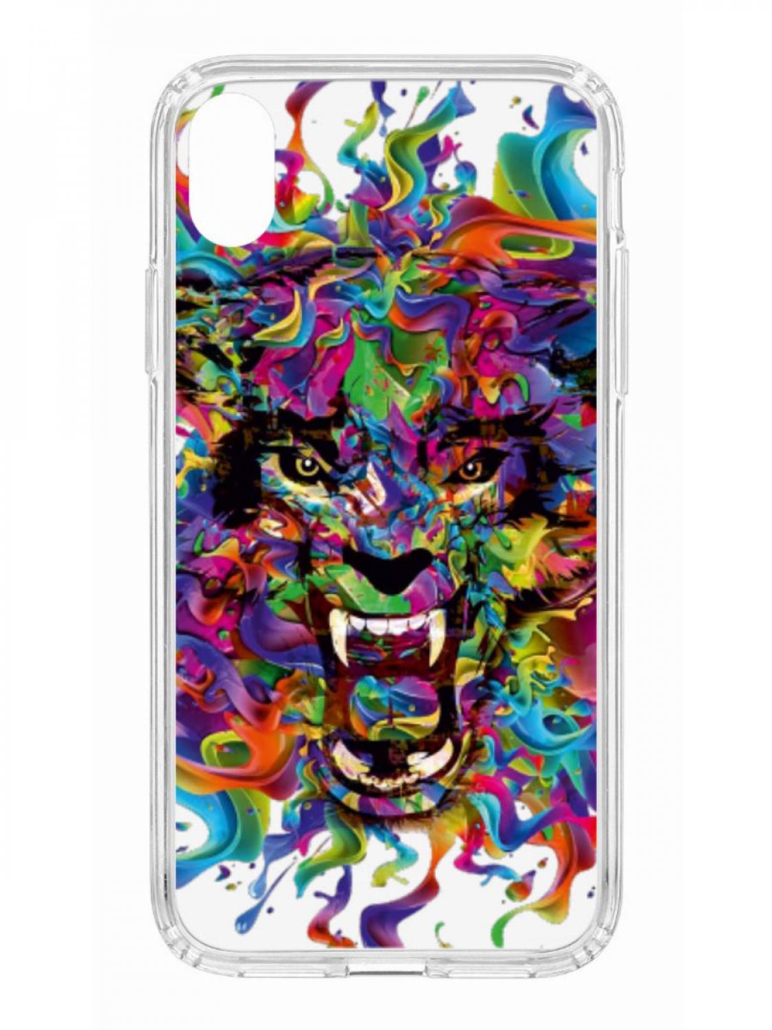 фото Противоударный чехол для iphone xr kruche print colored beast прозрачный с рисунком кruче