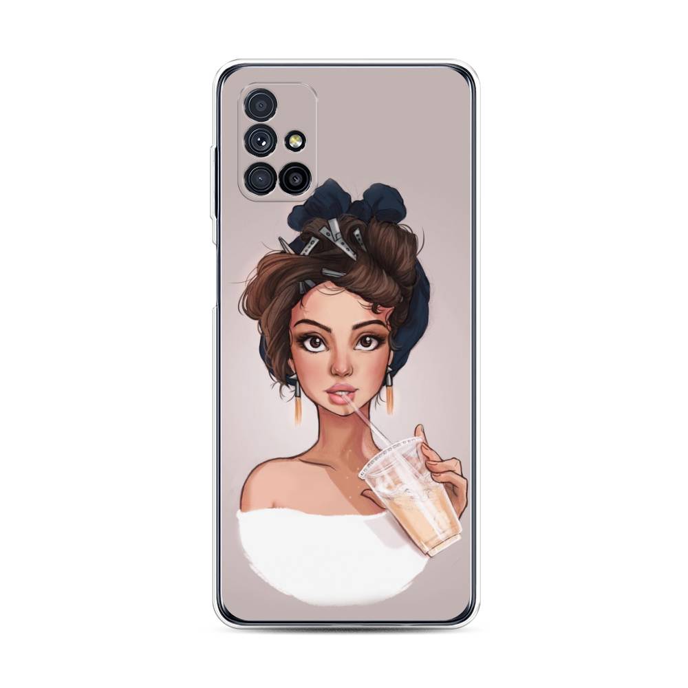 

Чехол на Samsung Galaxy M31s "Девушка с фраппе", Серый, 2101450-6