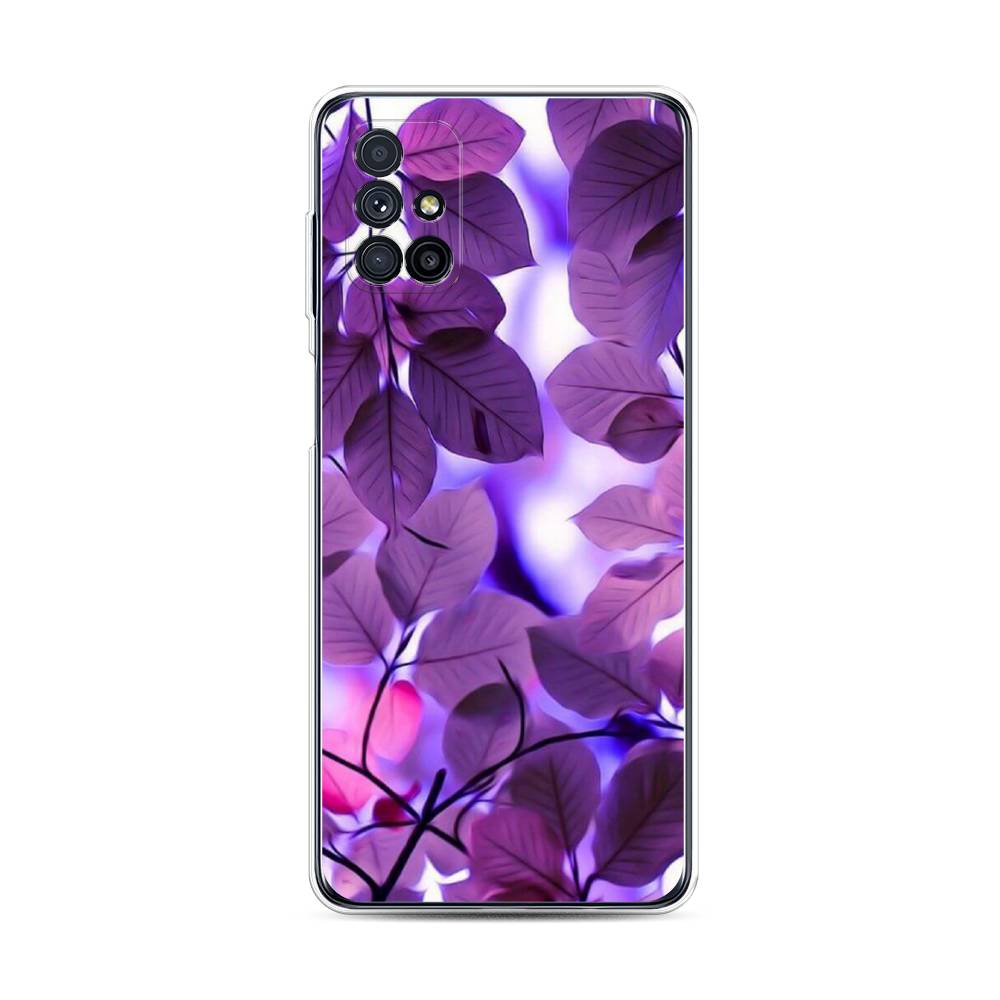 

Чехол на Samsung Galaxy M31s "Сиреневые листики", Фиолетовый;голубой, 2101450-2