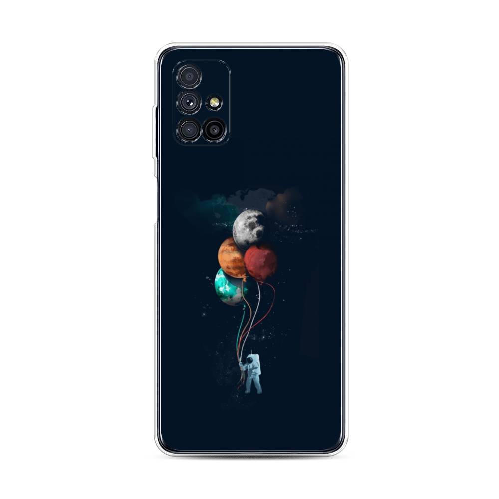

Чехол на Samsung Galaxy M31s "Космонавт с шариками", Разноцветный, 2101450-4