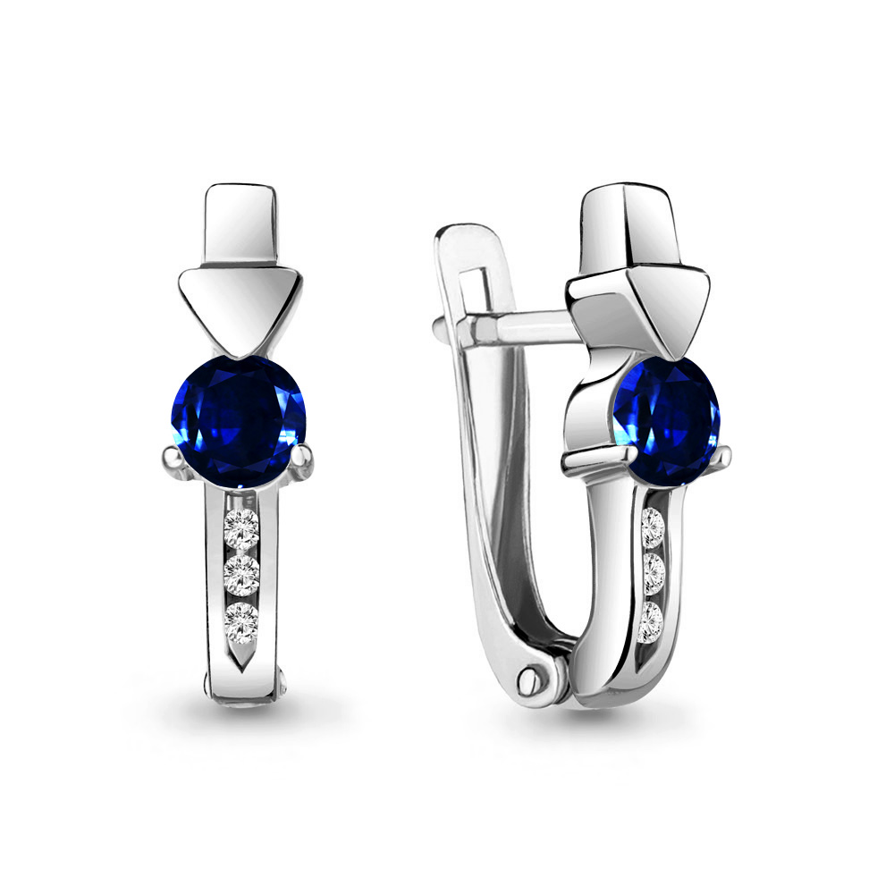 

Серьги из серебра с фианитом\сапфиром искусственным Aquamarine Aquamarine 43478АБ_925_р, 43478АБ_925_р