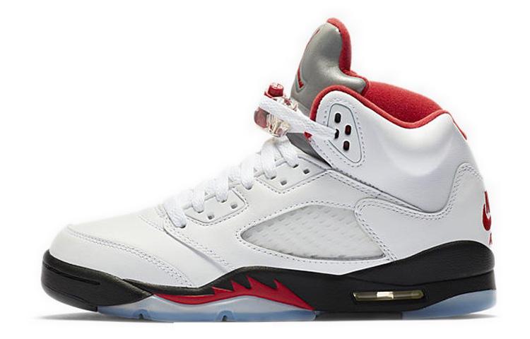 

Кеды унисекс Jordan Air Jordan 5 Retro Fire Red GS 2020 белые 37.5 EU, Белый, Air Jordan 5 Retro Fire Red GS 2020