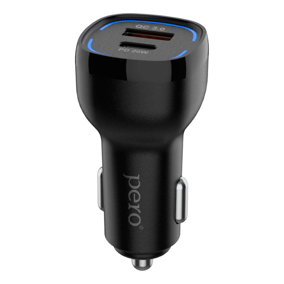 Автомобильное зарядное устройство Pero AC05 USB-A QC3.0 + USB-C PD 38W черное