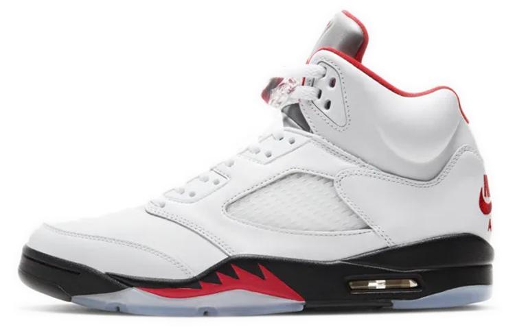 

Кеды унисекс Jordan Air Jordan 5 retro fire red 2020 белые 43 EU, Белый, Air Jordan 5 retro fire red 2020