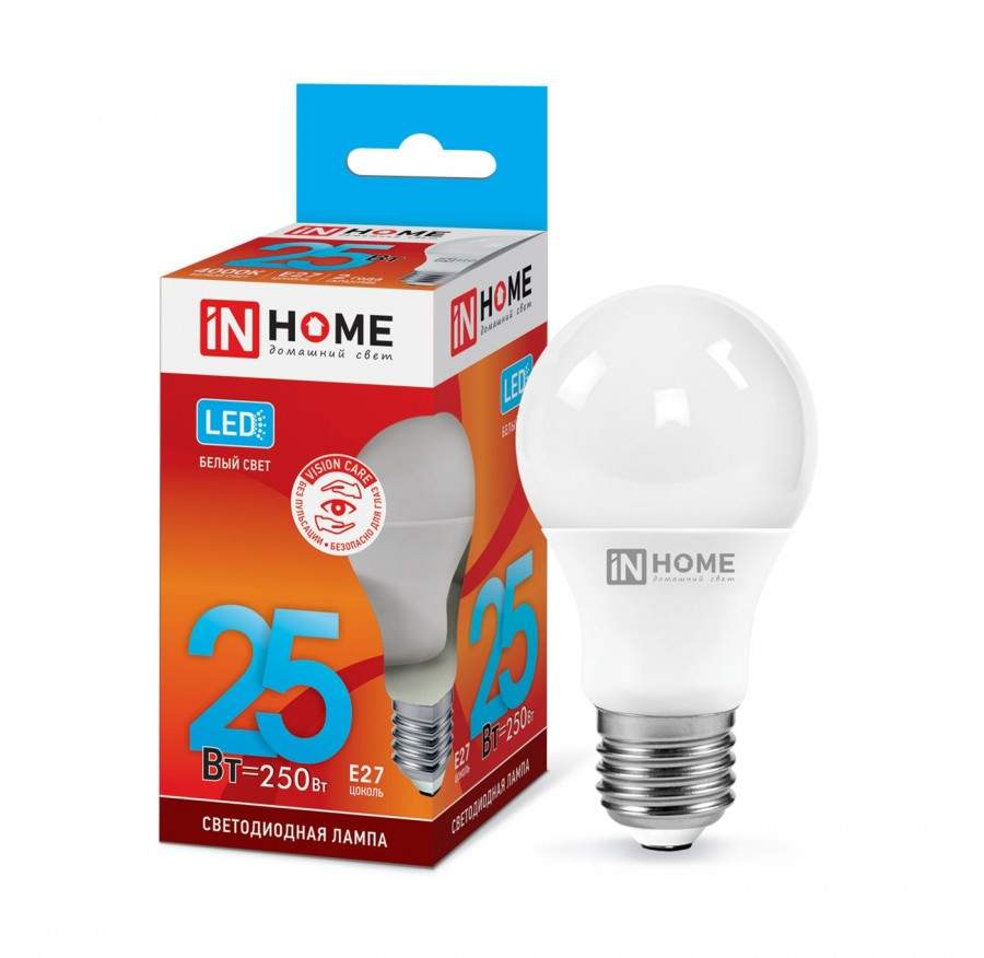 Лампа светодиодная ASDHOME, E27, 25W, 4000K, ЛОН (