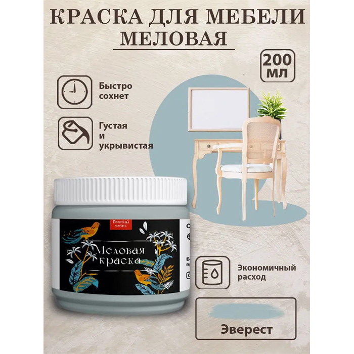 

Меловая краска для мебели "Эверест" 200 мл, Голубой