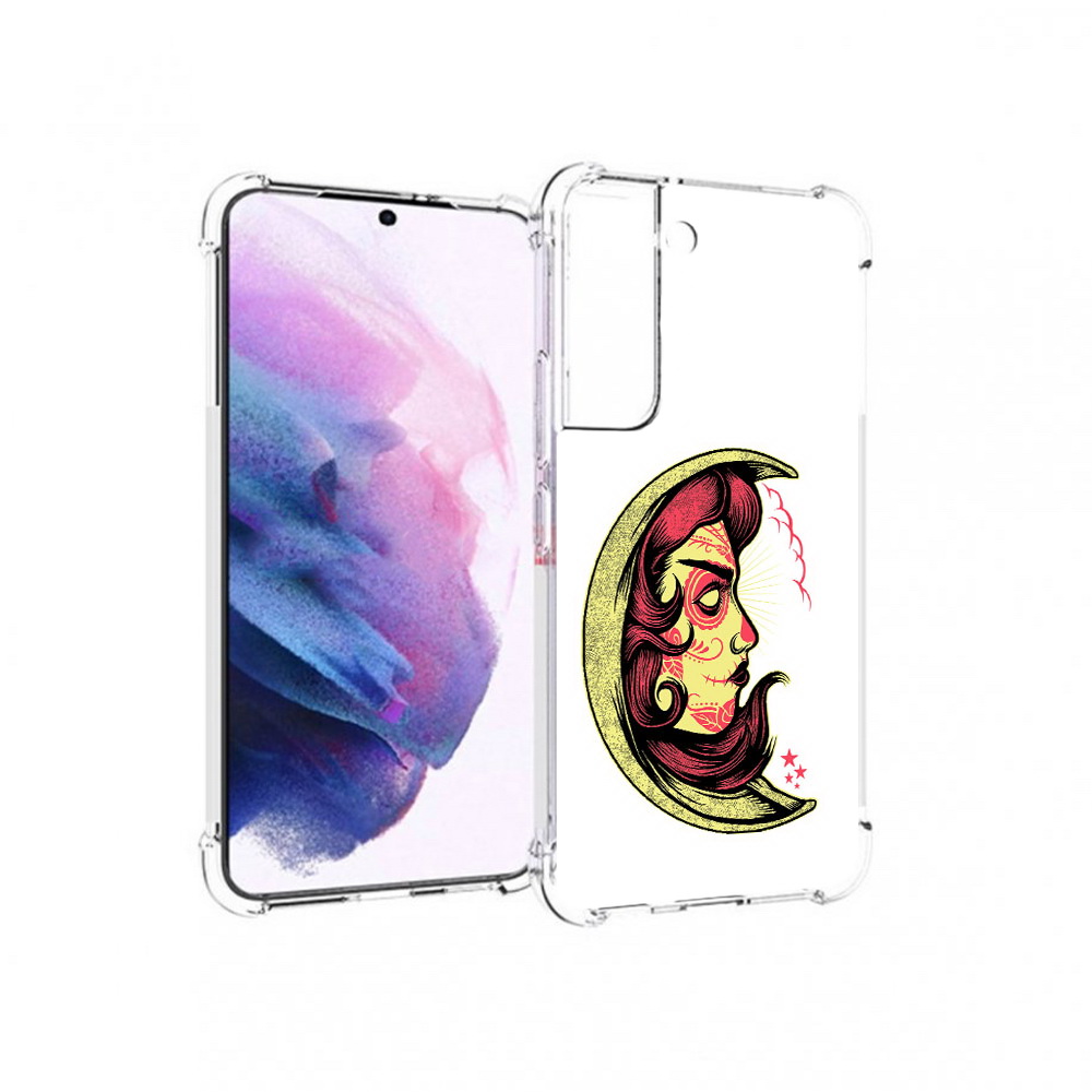 Чехол MyPads Tocco для Samsung Galaxy S22 желтый полумесяц с лицом девушки