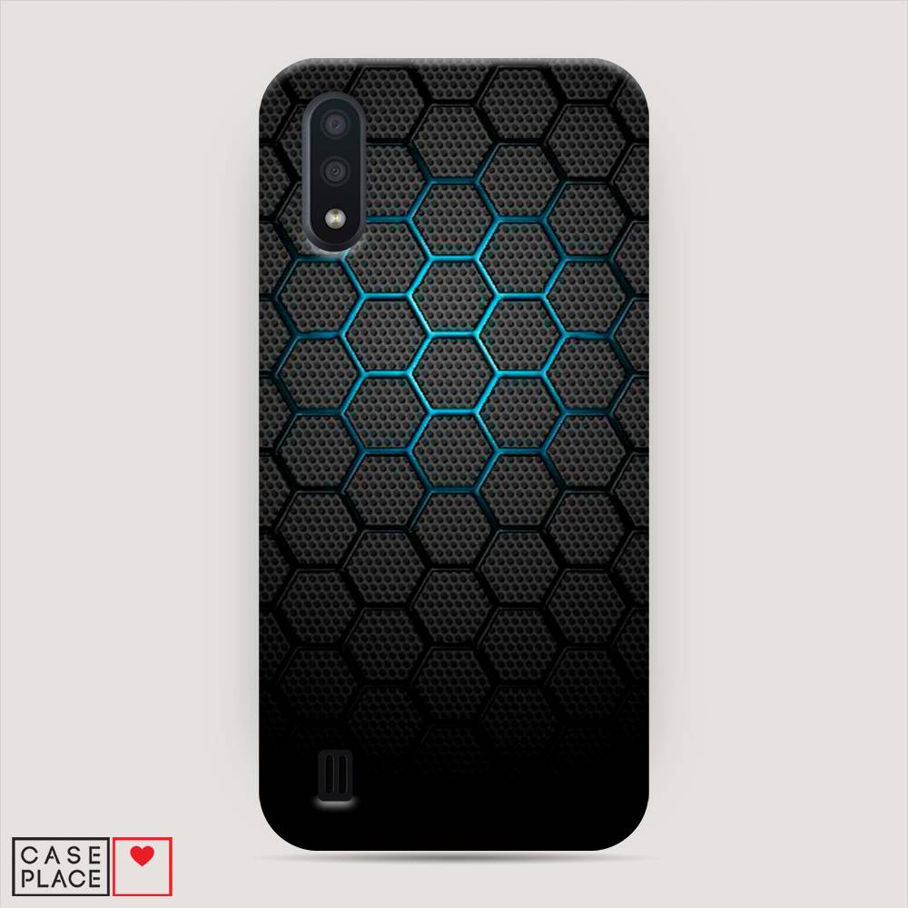 

Пластиковый чехол "Бирюзовые соты" на Samsung Galaxy A01
