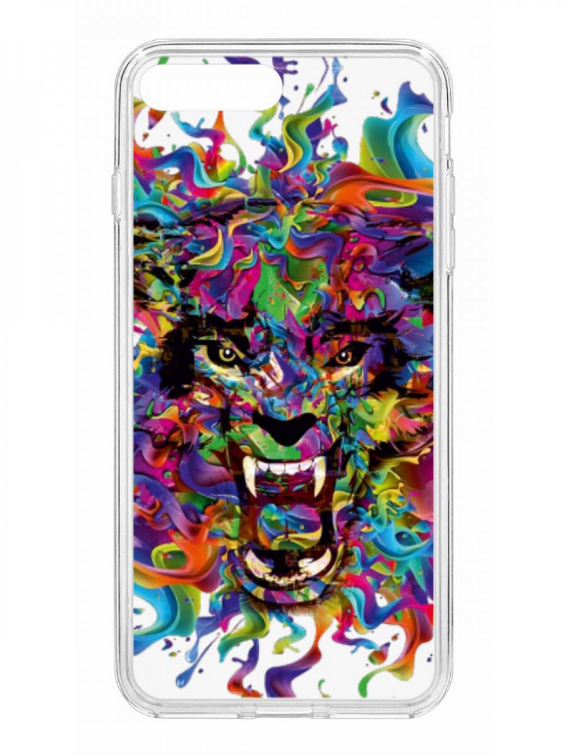 фото Противоударный чехол для iphone 7 plus kruche print colored beast прозрачный с рисунком кruче