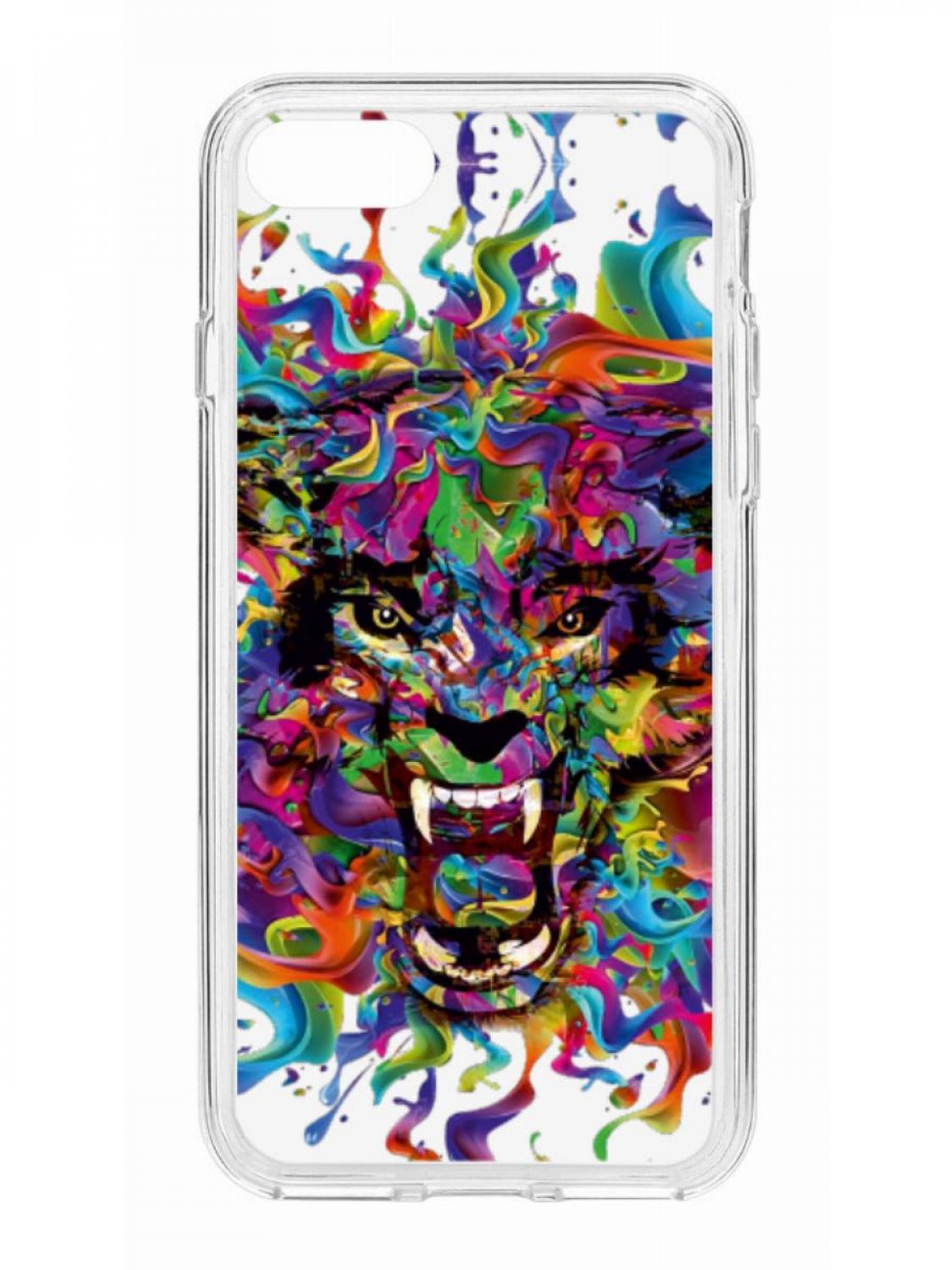 фото Противоударный чехол для iphone 7/8 kruche print colored beast прозрачный с рисунком кruче