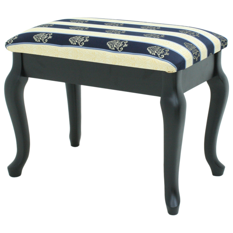 фото Банкетка мебелик ретро с ящиком венге, ткань полоса синий 7806