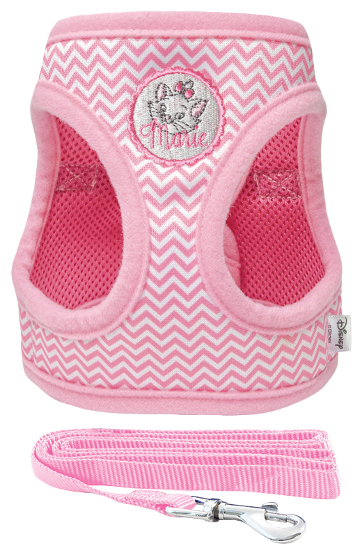 Шлейка-жилетка для кошек Triol Disney Marie с поводком, розово-белая, размер XS