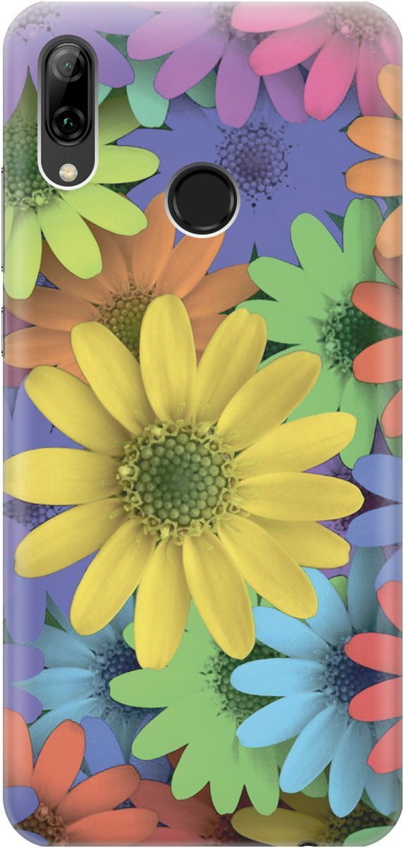 

Чехол на Honor 10 Lite/Huawei P Smart (2019) "Букет из разнозветных ромашек", Желтый;синий, 2219