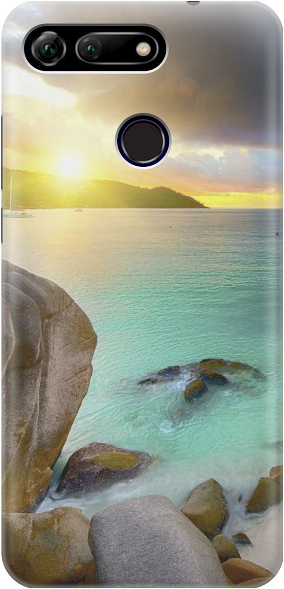 

Чехол на Honor View 20 (V20) с принтом "Закат на каменистом берегу", Бирюзовый;желтый, 2213