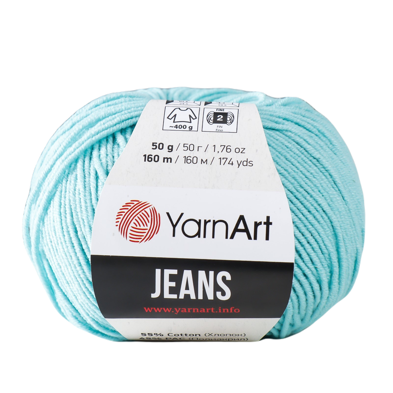 фото Пряжа "jeans" 55% хлопок, 45% акрил 160м/50гр (81 св.бирюза) yarnart