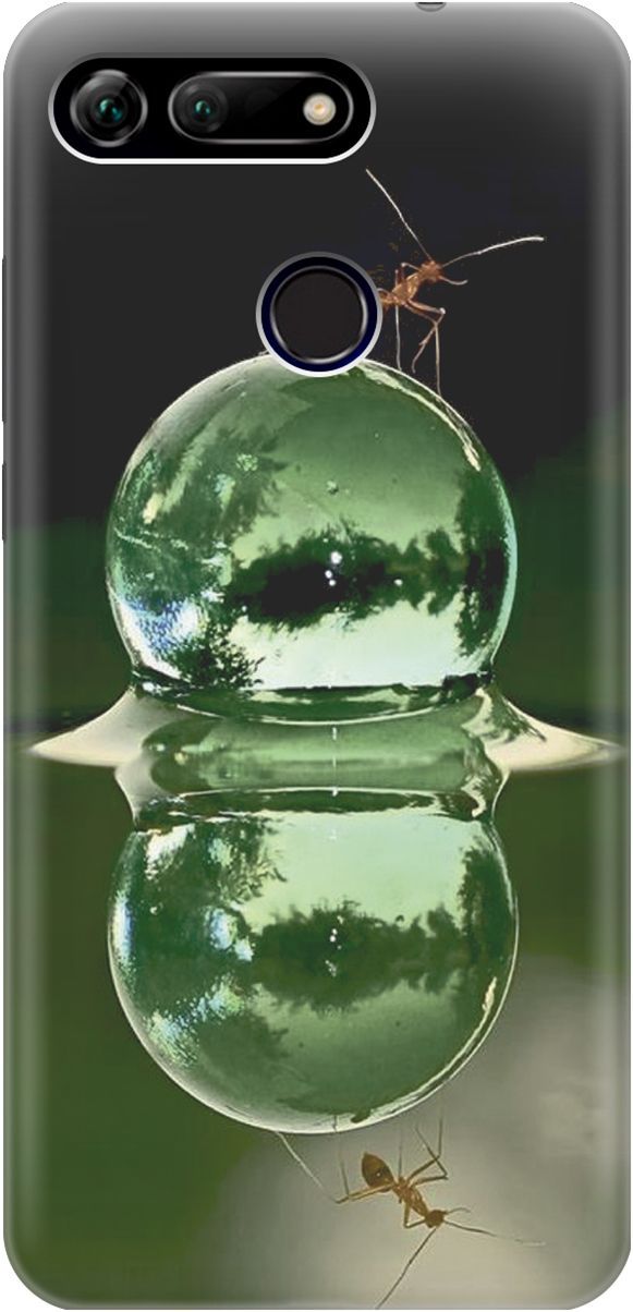 

Силиконовый чехол на Honor View 20 (V20) с принтом "Жук на пузырьке", Зеленый;черный, 2213