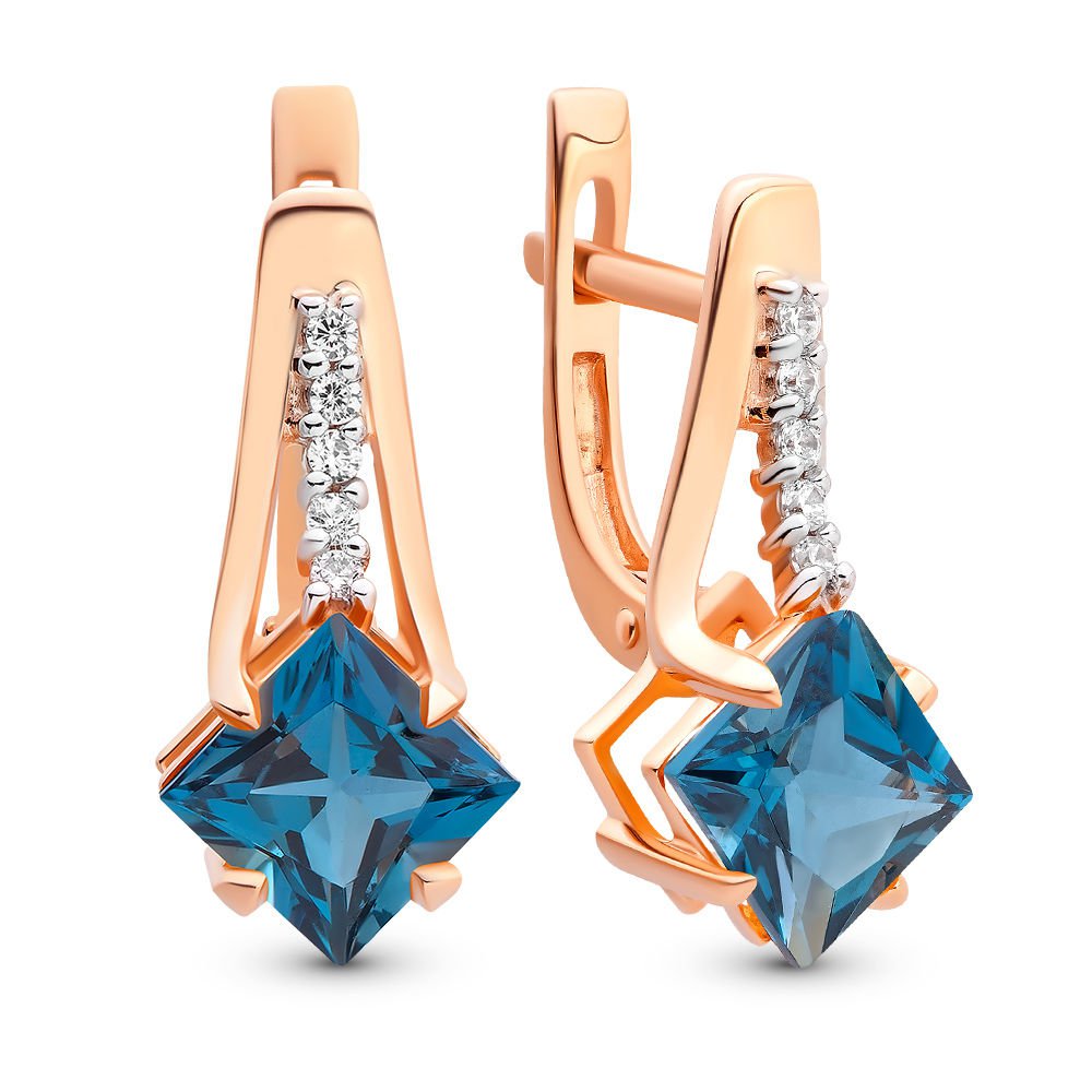 

Серьги из золота 585Gold 202006231, топаз/фианит, 202006231