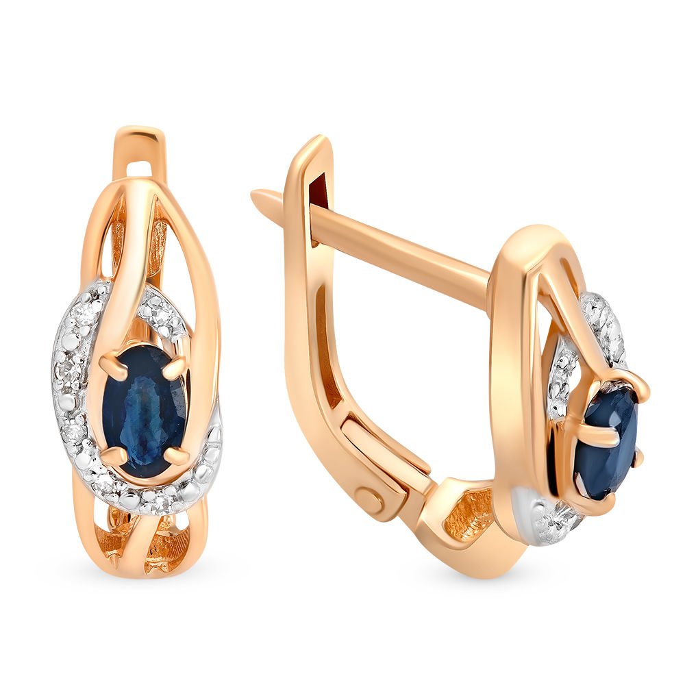 

Серьги из золота 585Gold 102004838, сапфир/бриллиант, 102004838