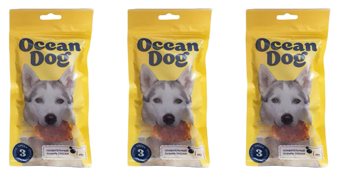 Лакомство для собак OceanDog Пузырь трески, 40 г, 3 шт