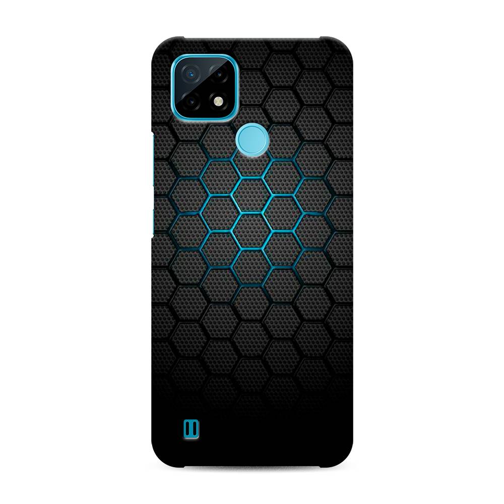 

Пластиковый чехол "Бирюзовые соты" на Realme C21, 254920-2