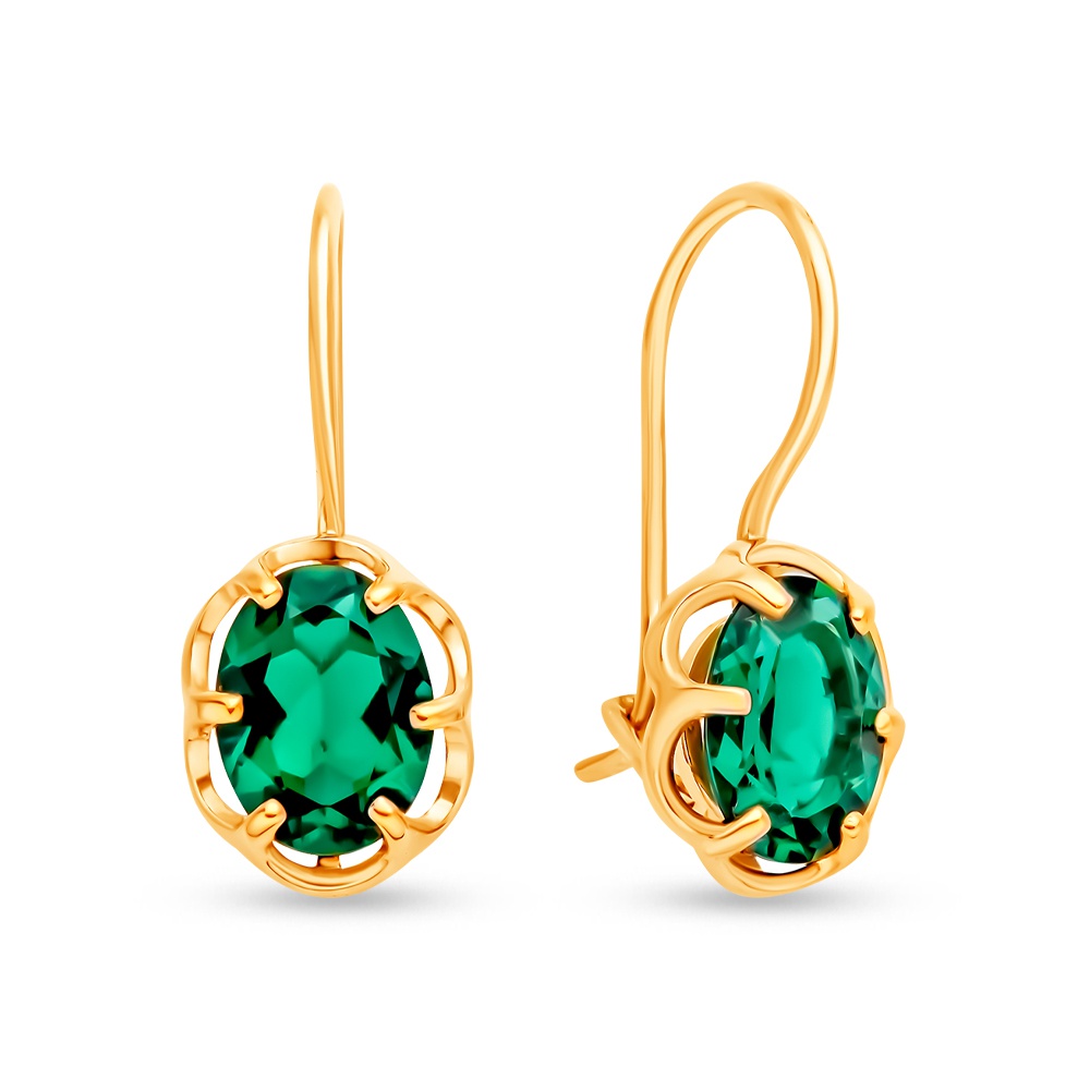 

Серьги из золота 585Gold 102011172, изумруд искусственный, 102011172