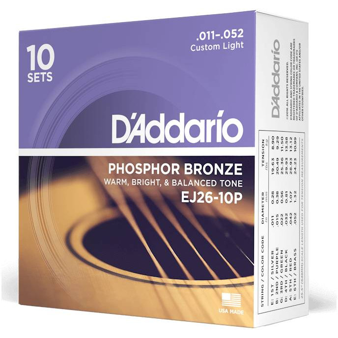

Струны для акустической гитары DAddario EJ26-10P, EJ26-10P