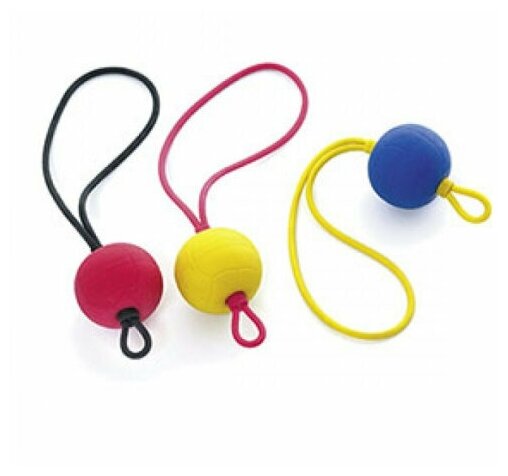 фото Игрушка для собак karlie мяч; резина+веревка; 6 см; цвет в ассортименте flamingo