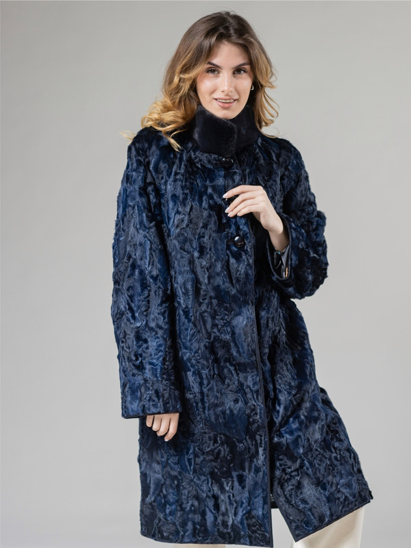 

Шуба женская Тверская меховая МЮ 21 Виолетта синяя 46 RU, МЮ 21 Виолетта