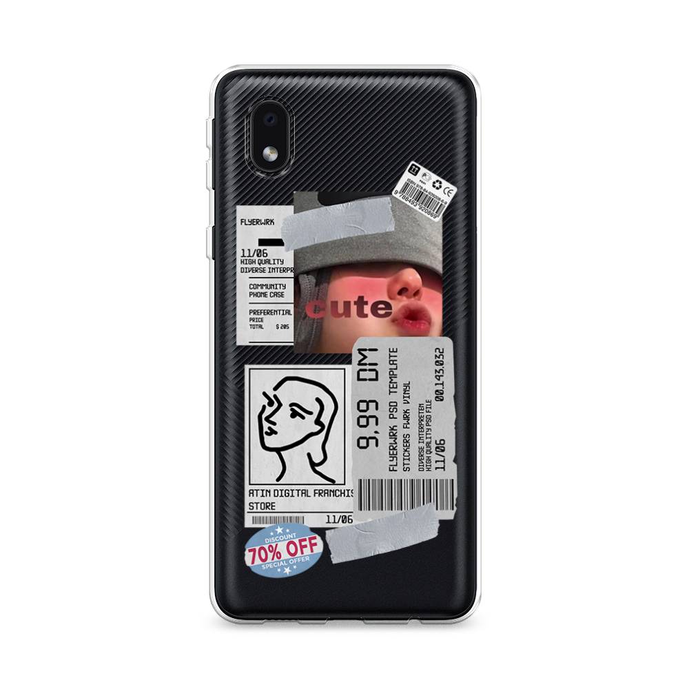 

Чехол на Samsung Galaxy A01 Core "Cute girl collage", Розовый;серый;голубой, 2101250-6