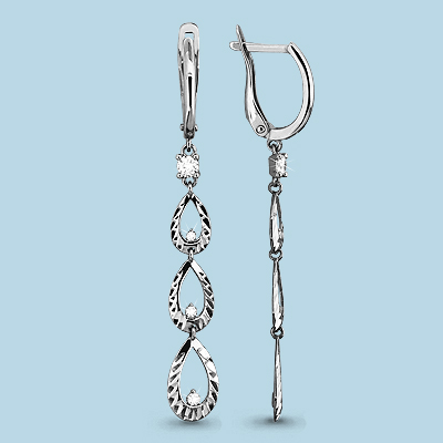 

Серьги из серебра с фианитом Aquamarine Aquamarine 43118А_925_р, 43118А_925_р