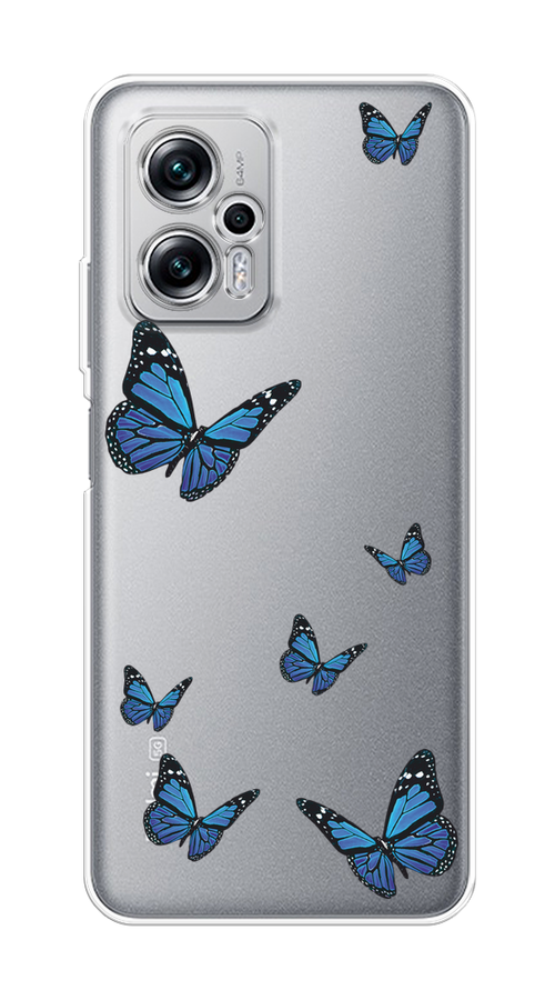 

Чехол на Poco X4 GT, Xiaomi Redmi Note 11T Pro/11T Pro Plus "Blue butterflies", Синий;черный, 315550-1