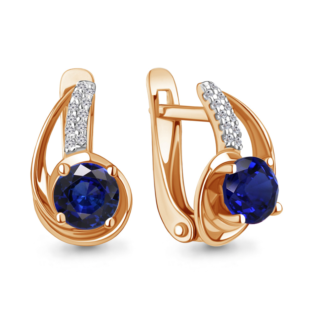 

Серьги из серебра с фианитом\сапфиром искусственным Aquamarine Aquamarine 42985Б_925_з, 42985Б_925_з