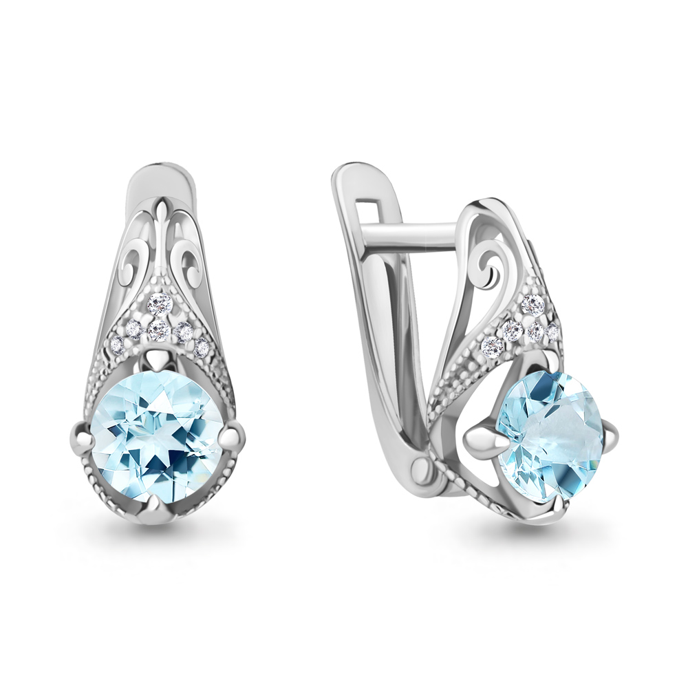 

Серьги из серебра с топазом Aquamarine Aquamarine 4298402А_925_р, 4298402А_925_р