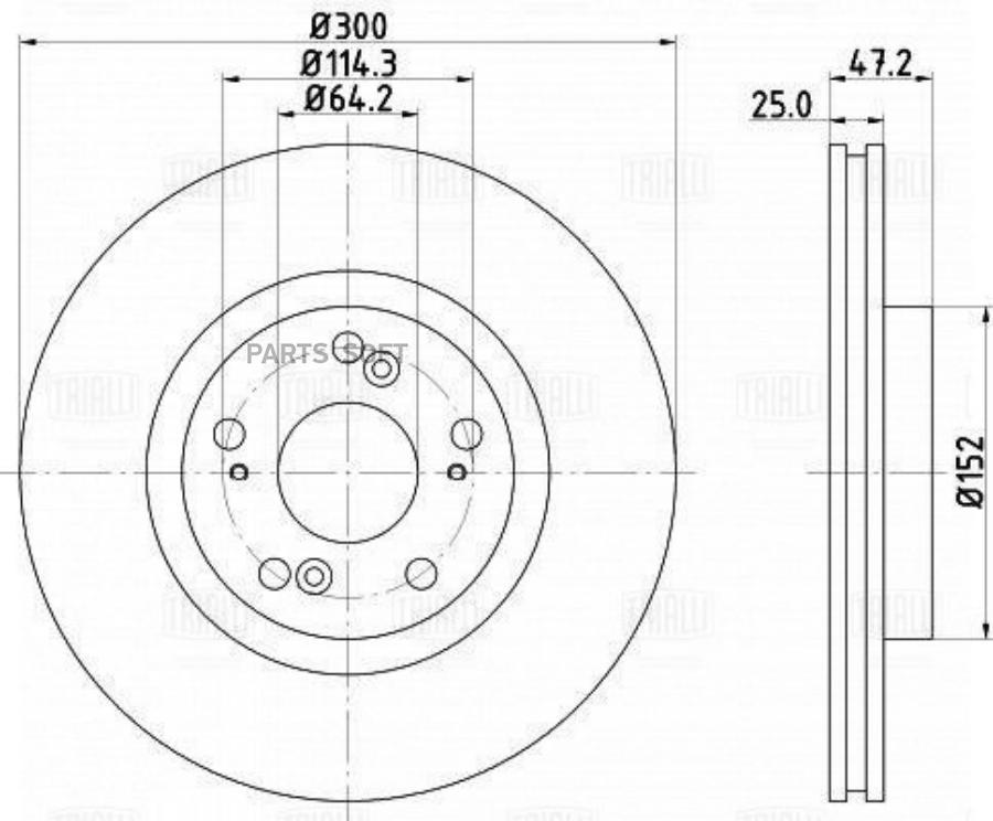

Диск торм. для а/м Honda Accord (02-) перед. d=300 | перед | TRIALLI DF230122