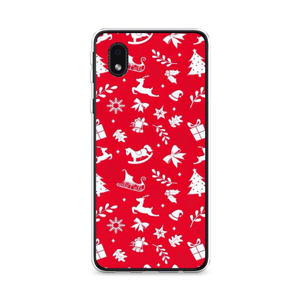 

Чехол на Samsung Galaxy A01 Core "Красный новогодний фон", Красный;белый, 2101250-5