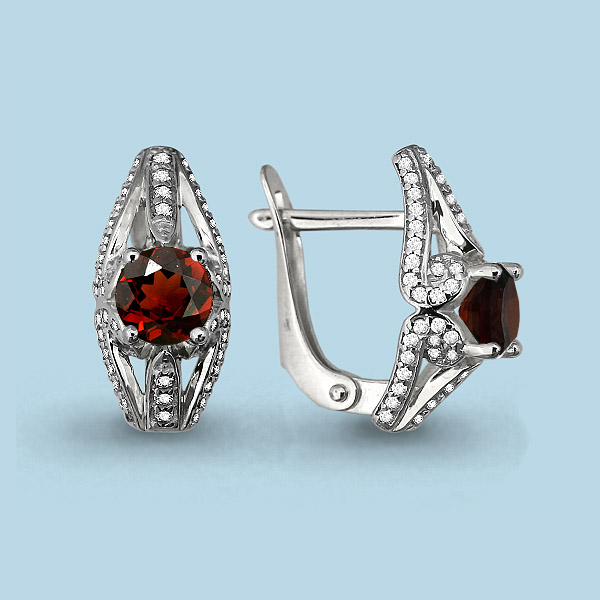 

Серьги из серебра с гранатом Aquamarine Aquamarine 4297203А_925_з, 4297203А_925_з